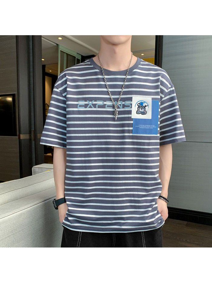 Cotton short sleeve t-shirt men's wear Korean round neck casual loose T-shirt  summer fashion new top T-shirt 
