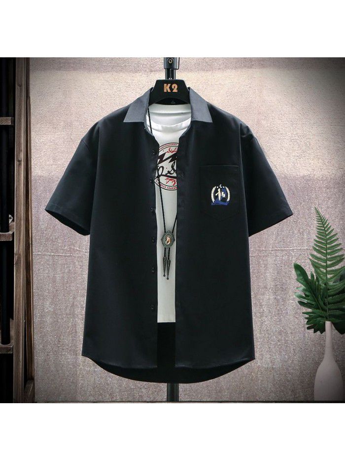 Summer new men's short sleeve shirt small daisy men's casual shirt cardigan fashion printed half sleeve top 