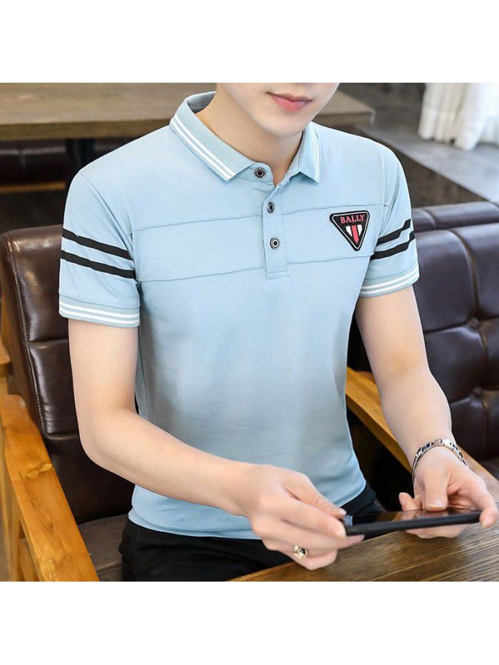  summer men's short sleeve polo shirt Korean slim Lapel thin short sleeve t-shirt men's casual top 