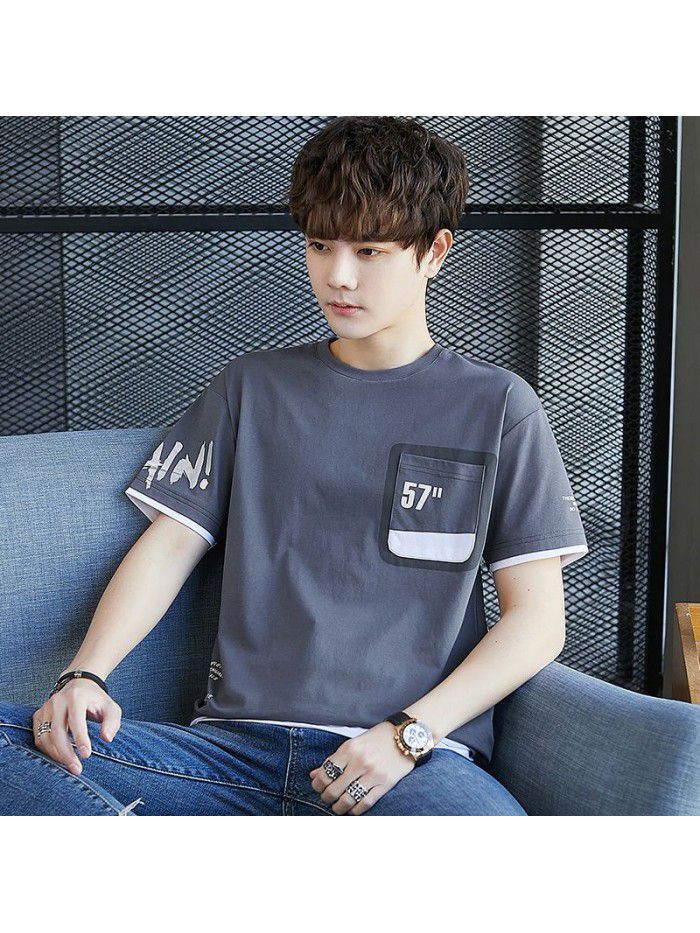  summer new men's T-shirt cotton short sleeve fashion brand men's loose youth half sleeve t-shirt men's wear 