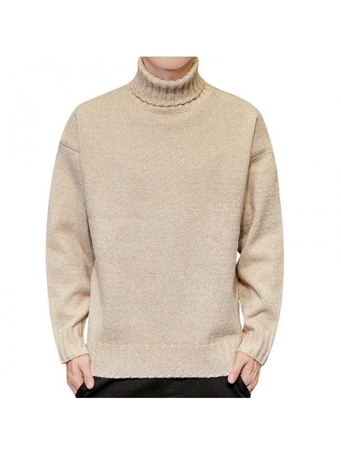 men's new Korean casual sweater autumn and winter slim high collar t-shirt men's warm base shirt men's wear 