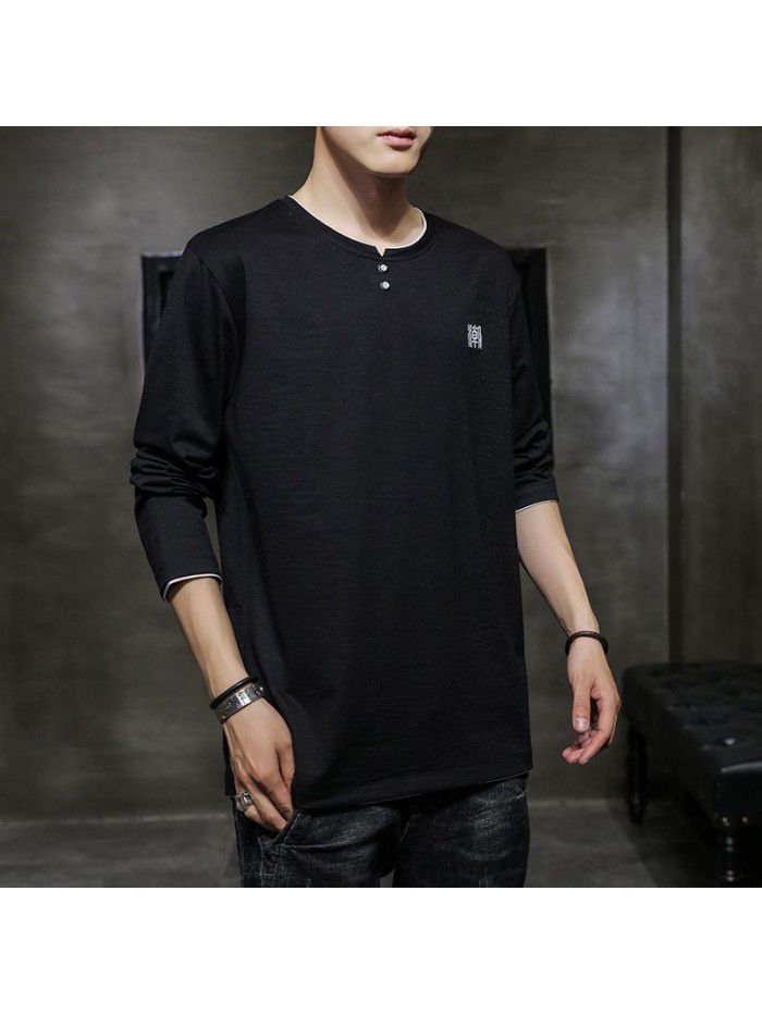  new men's long sleeve T-shirt Cotton autumn round neck body men's long sleeve base shirt fashion men's clothes 