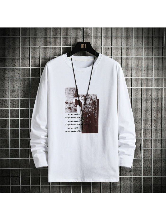 autumn new long sleeve t-shirt men's Korean round neck trend slim casual base coat men's fashion 