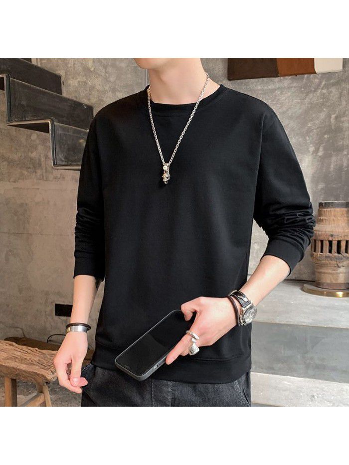 Men's  spring and autumn new cotton long sleeve t-shirt men's Korean leisure base shirt men's top student trend 