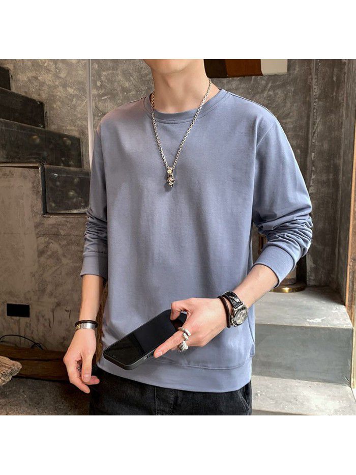 Men's  spring and autumn new cotton long sleeve t-shirt men's Korean leisure base shirt men's top student trend 