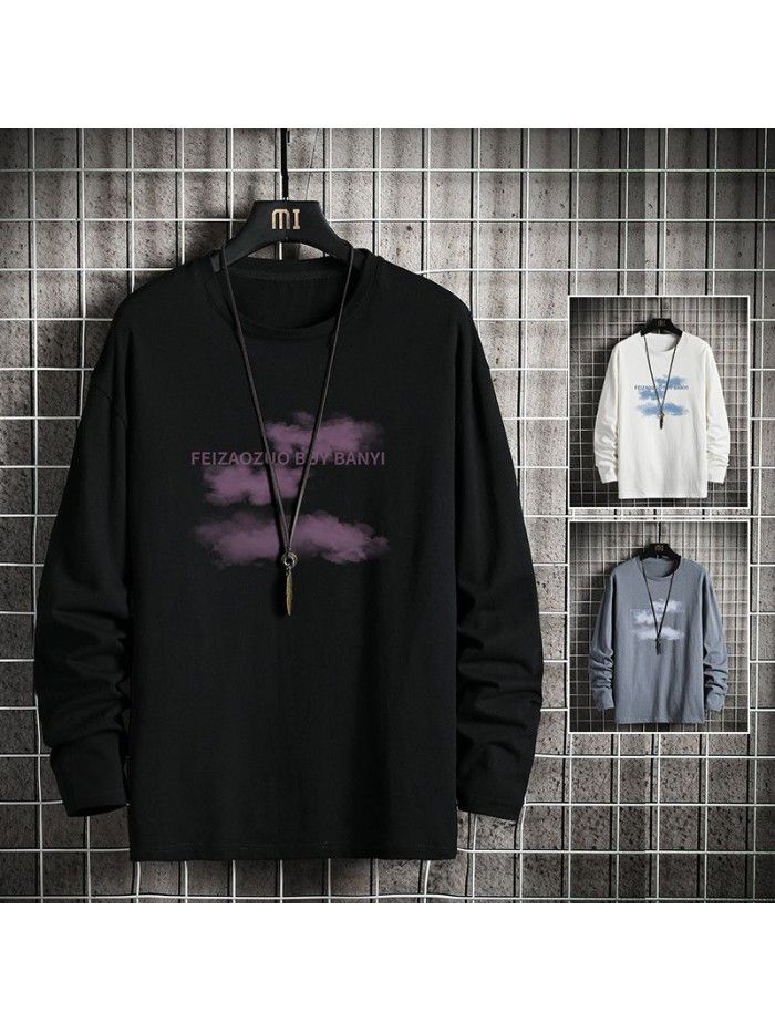 autumn new long sleeve t-shirt men's Korean round neck trend slim casual base coat men's fashion 