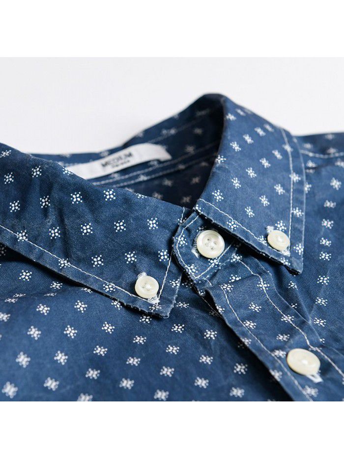 Japanese leisure printing men's long sleeve shirt comfortable fashion youth spring new cotton shirt 9728 