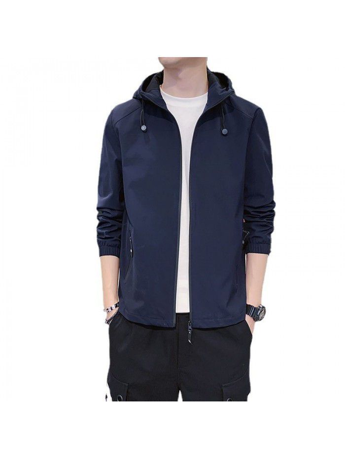 Men's jacket spring autumn new Hooded Jacket youth Korean fashion fashion simple men's casual coat 