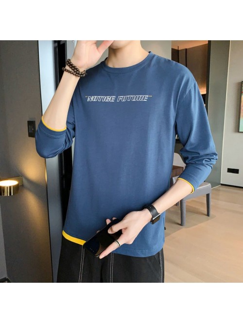 men's long sleeve T-shirt new round neck autu...