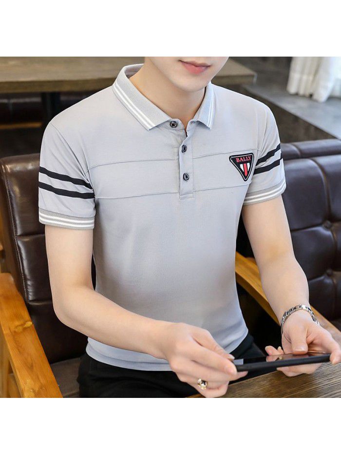  summer men's short sleeve polo shirt Korean slim Lapel thin short sleeve t-shirt men's casual top 