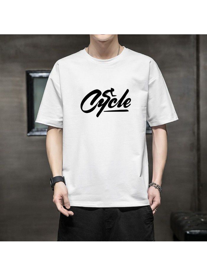 Breathable short sleeve t-shirt men's  summer new men's cotton casual loose half sleeve t-shirt men's wear 