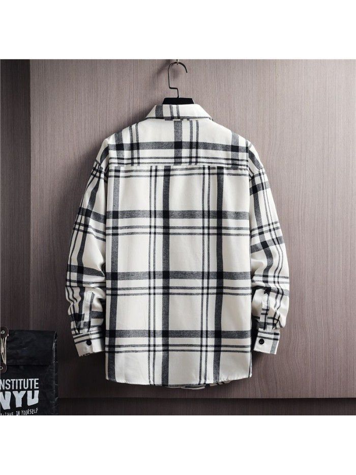 Autumn men's long sleeve shirt Korean casual Stripe Shirt Men's cotton shirt cardigan men's top 