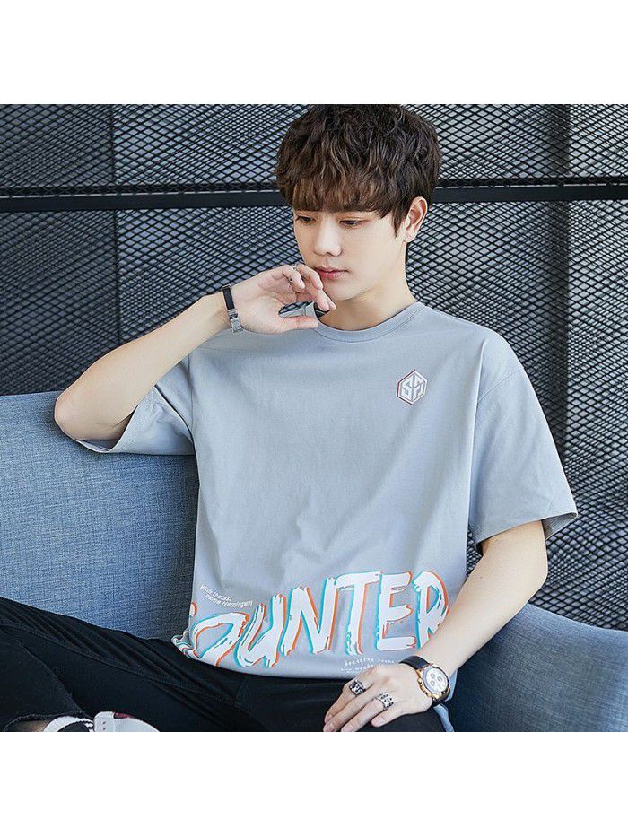  summer new short sleeve t-shirt men's fashion round neck half sleeve t-shirt men's casual thin top 