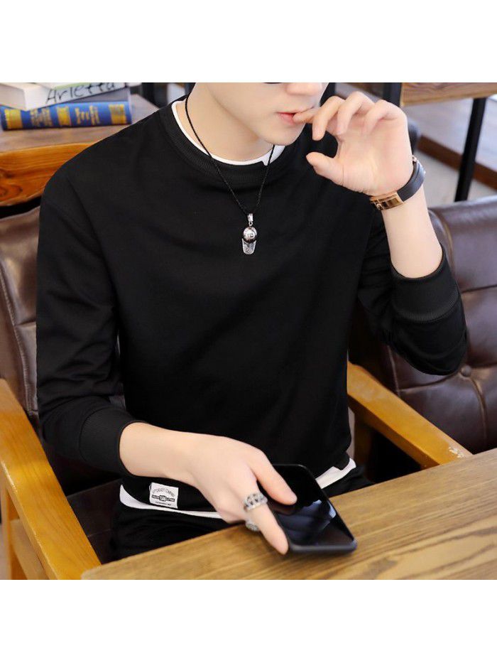 Fashion sweater men's autumn  new men's wear Korean Trend slim round neck bottomed shirt for young students 