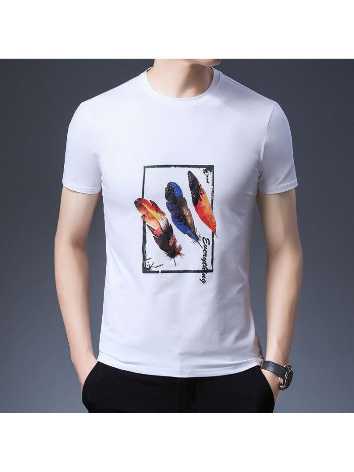 Breathable summer short sleeve t-shirt men's  new T-shirt half sleeve men's undergarment middle-aged and young dad's dress 