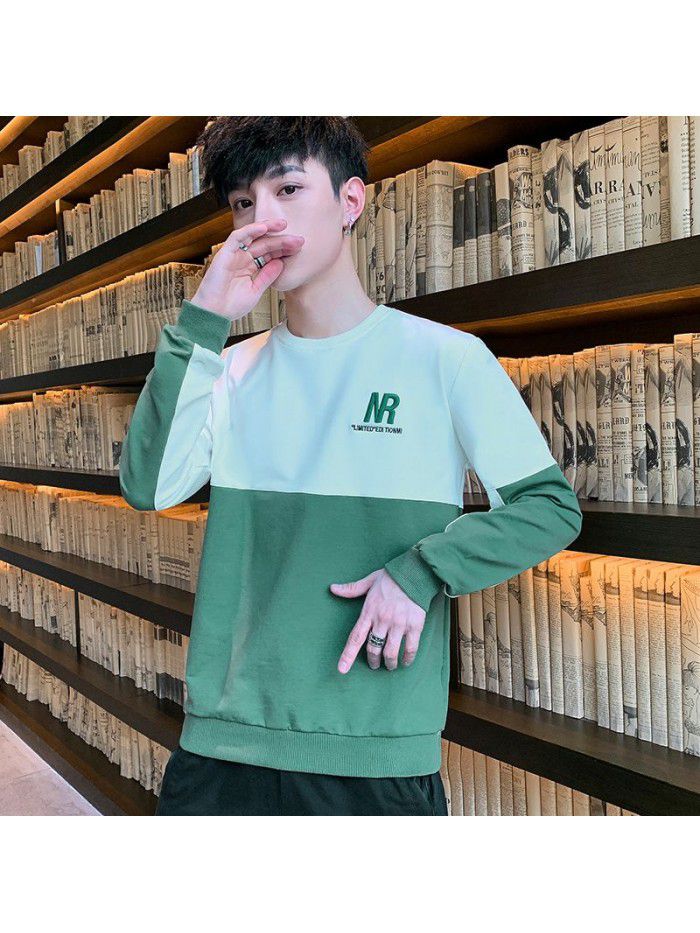  spring new men's T-shirt Korean slim round neck long sleeve casual T-shirt men's top 