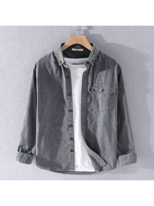 Autumn and winter new shirt retro frosted loose fa...