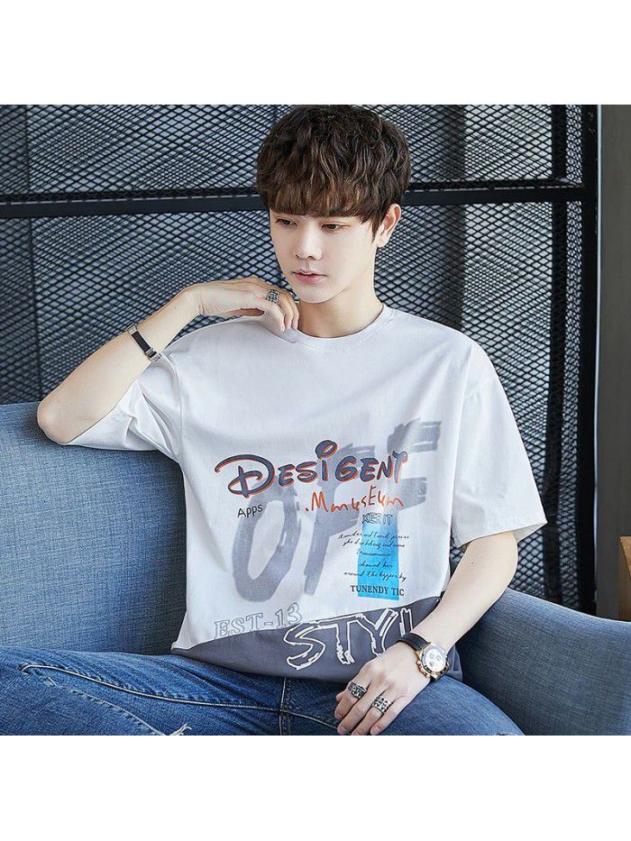  summer new short sleeve t-shirt men's fashion round neck half sleeve t-shirt men's casual thin top 