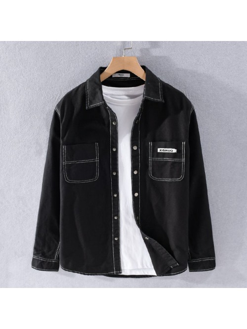 Spring and autumn men's long sleeve shirt Jap...