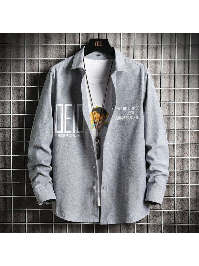  spring new men's shirt Korean fashion Slim Fit Shirt Men's fashion Lapel cardigan men's top 