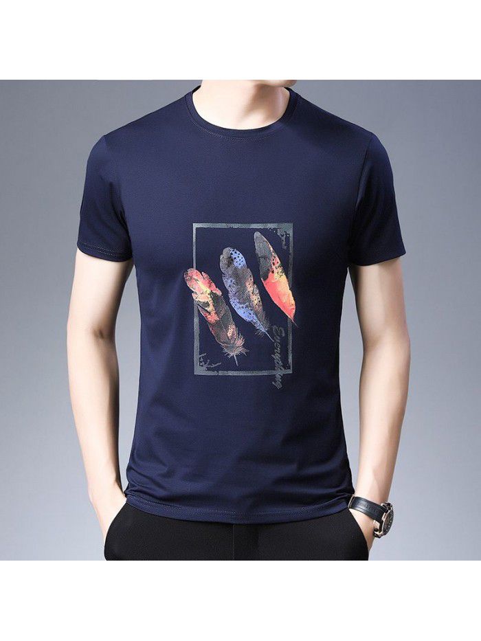 Breathable summer short sleeve t-shirt men's  new T-shirt half sleeve men's undergarment middle-aged and young dad's dress 