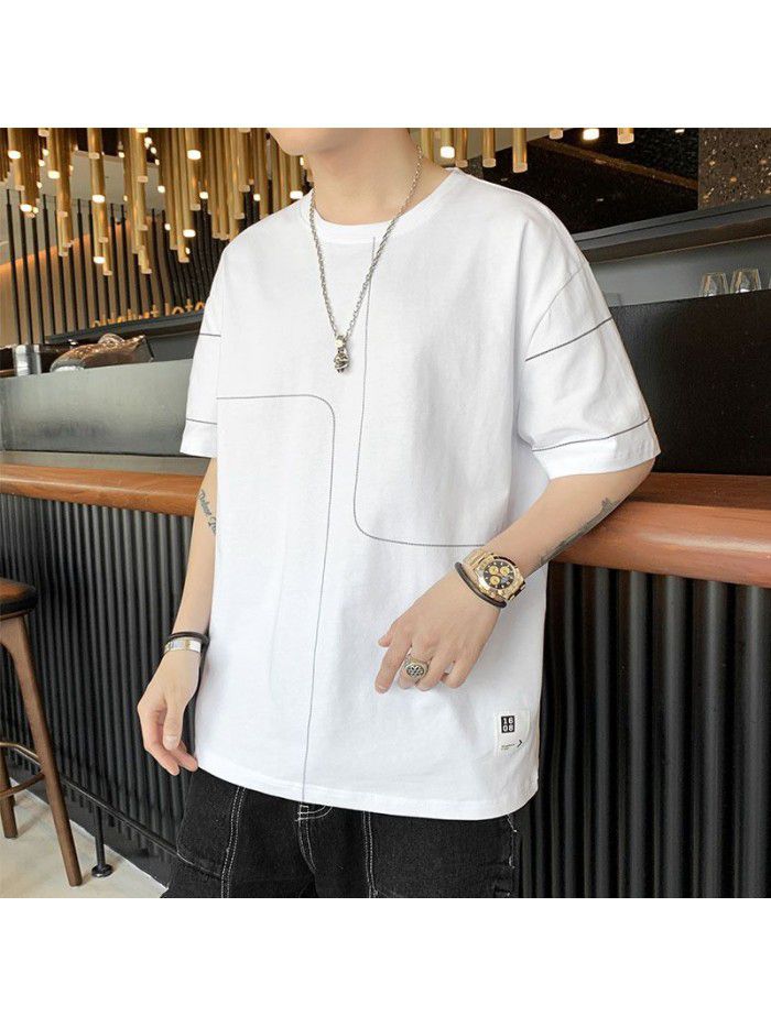 Men's Cotton Short Sleeve T-Shirt  new half sleeve Korean men's base shirt fashion men's loose and compassionate students 