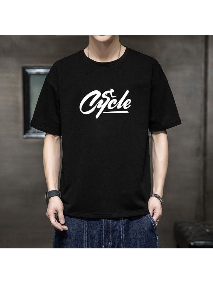 Breathable short sleeve t-shirt men's  summer new men's cotton casual loose half sleeve t-shirt men's wear 