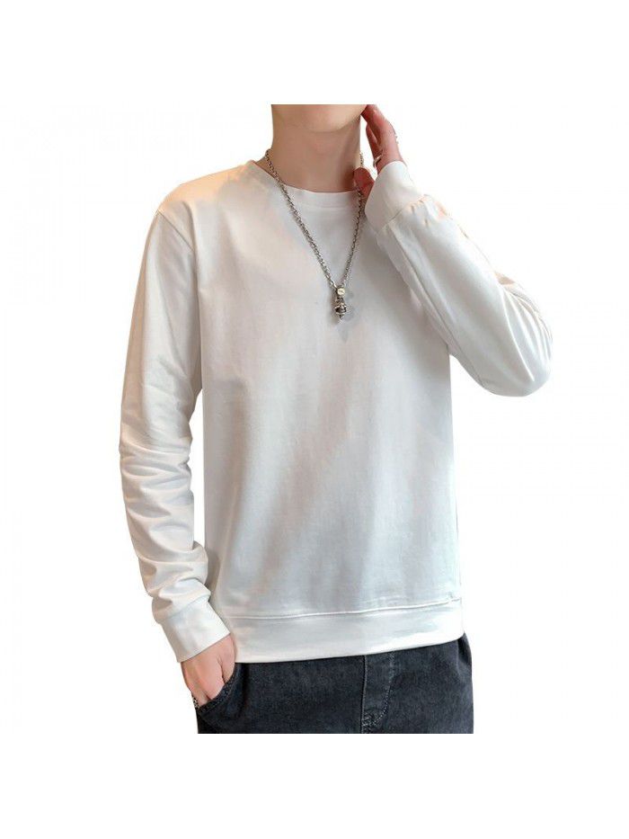 Men's  spring and autumn new cotton long sleeve t-shirt men's Korean leisure base shirt men's top student trend 
