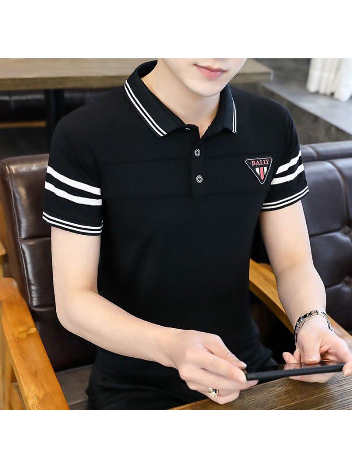  summer men's short sleeve polo shirt Korean slim Lapel thin short sleeve t-shirt men's casual top 