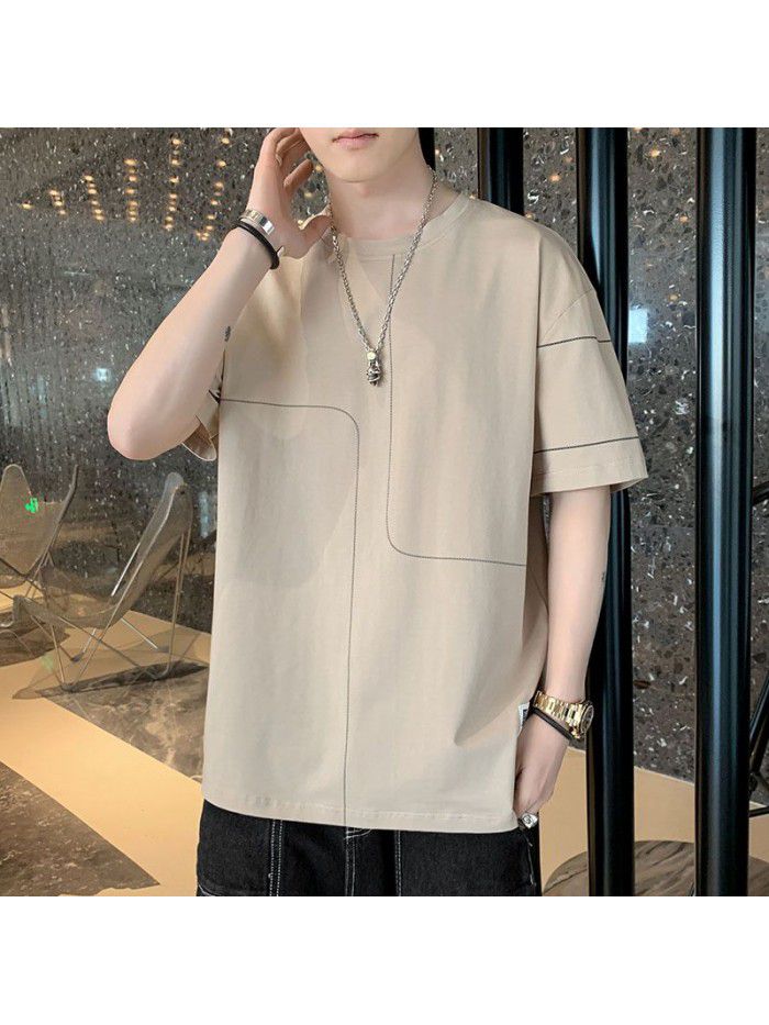 Men's Cotton Short Sleeve T-Shirt  new half sleeve Korean men's base shirt fashion men's loose and compassionate students 