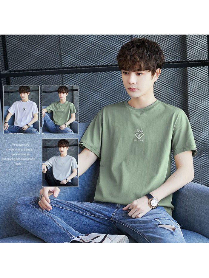  spring men's short sleeve T-shirt national tide cotton half sleeve round neck Pullover t-shirt men's casual top 