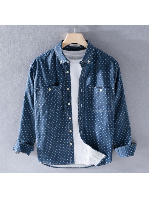 Japanese leisure printing men's long sleeve s...