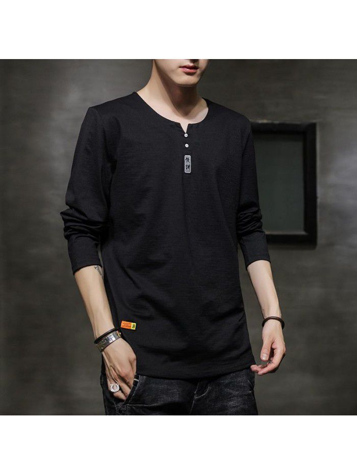  new men's long sleeve T-shirt Cotton autumn round neck body men's long sleeve base shirt fashion men's clothes 