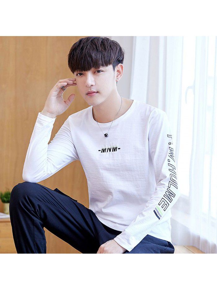  long sleeve t-shirt men's round neck simple and versatile autumn cotton casual long sleeve t-shirt men's youth fashion 