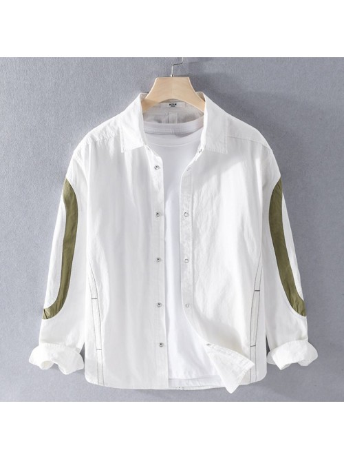 New casual men's long sleeve cotton shirt tre...
