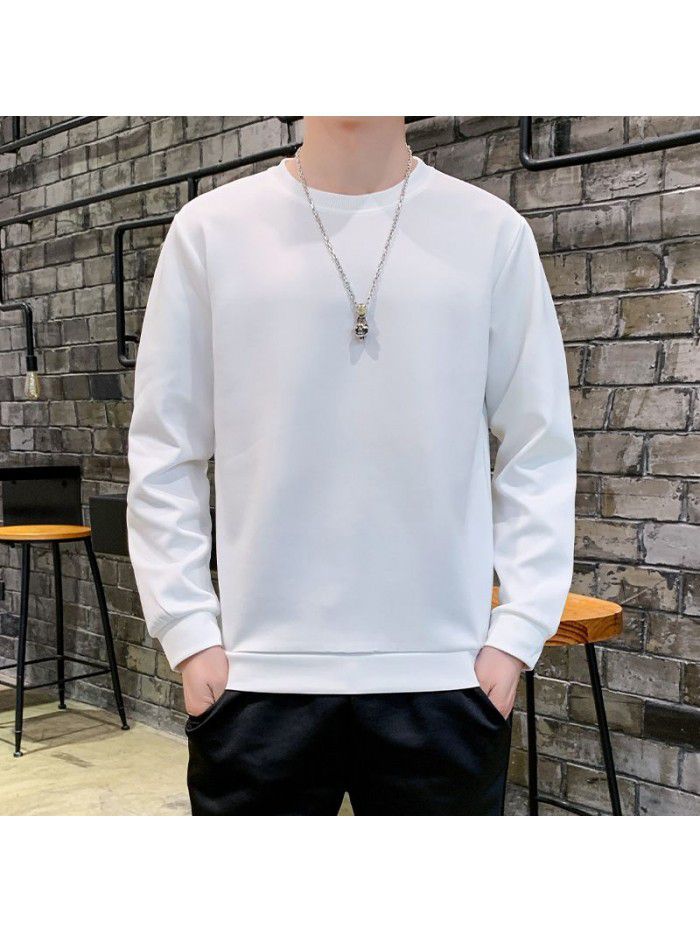 spring and autumn round neck sweater men's loose Pullover long sleeve T-shirt with customized logo 