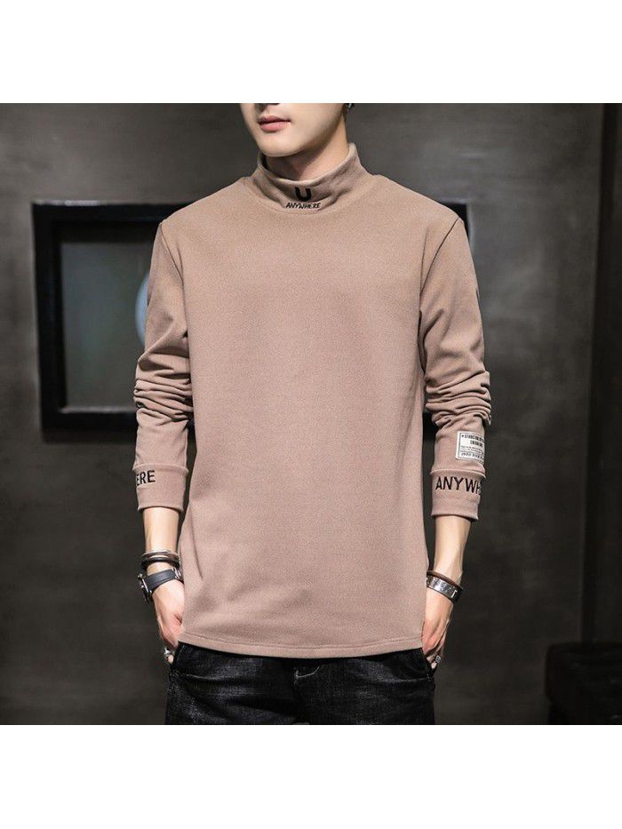  Weiyi men's Embroidery spring and autumn new long sleeve t-shirt men's Korean round neck top men's student 