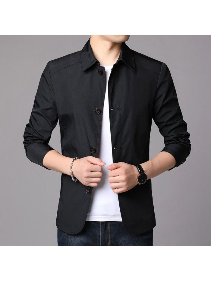 Men's jacket  spring and autumn new men's windbreaker coat business trend breathable casual top simple style 