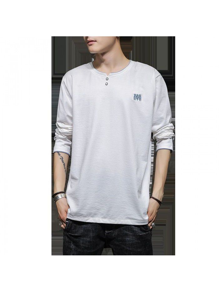  new men's long sleeve T-shirt Cotton autumn round neck body men's long sleeve base shirt fashion men's clothes 
