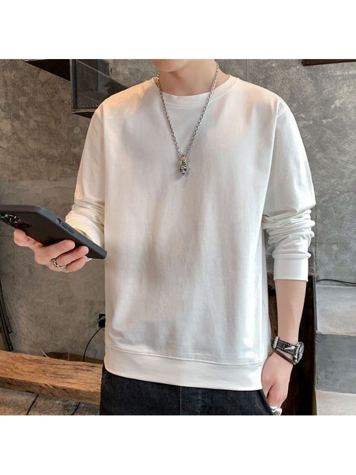 Men's  spring and autumn new cotton long sleeve t-shirt men's Korean leisure base shirt men's top student trend 