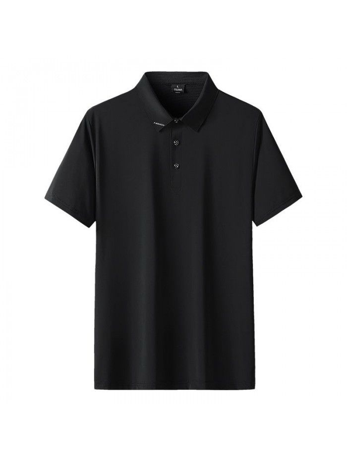 Ice cool men's short sleeve T-shirt half sleeve  summer large T-shirt Polo middle aged Dad 