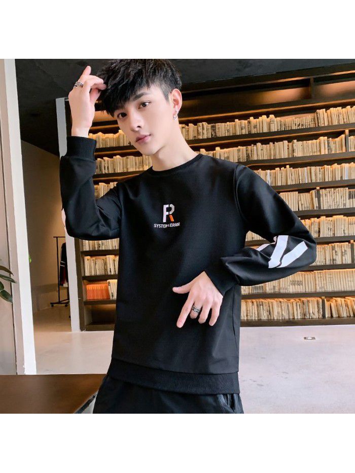  spring new men's T-shirt Korean slim round neck long sleeve casual T-shirt men's top 