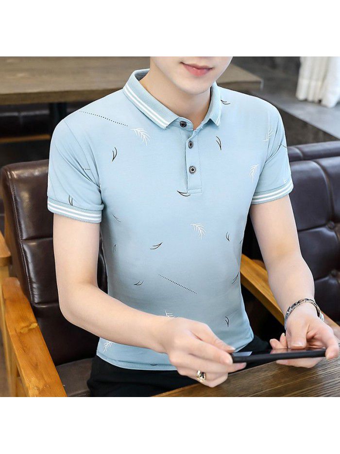  summer men's short sleeve polo shirt Korean slim Lapel thin short sleeve t-shirt men's casual top 