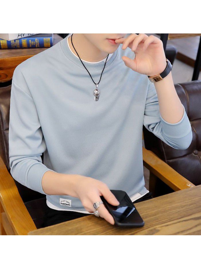 Fashion sweater men's autumn  new men's wear Korean Trend slim round neck bottomed shirt for young students 
