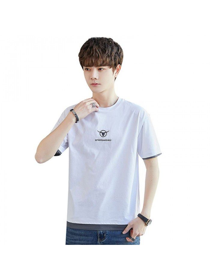  summer new men's T-shirt cotton short sleeve fashion brand men's loose youth half sleeve t-shirt men's wear 