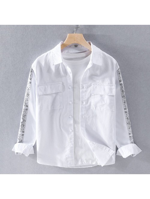 Men's Japanese comfortable printing long slee...
