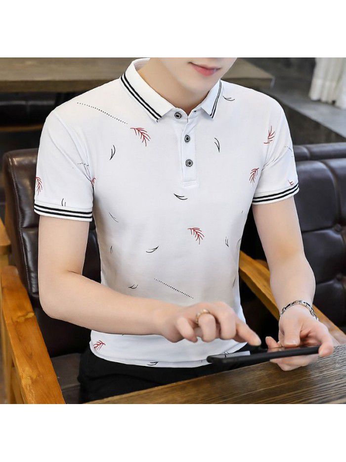  summer men's short sleeve polo shirt Korean slim Lapel thin short sleeve t-shirt men's casual top 