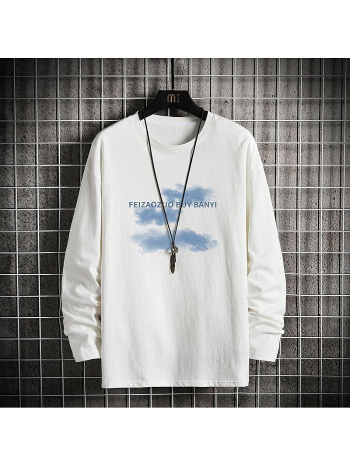 autumn new long sleeve t-shirt men's Korean round neck trend slim casual base coat men's fashion 