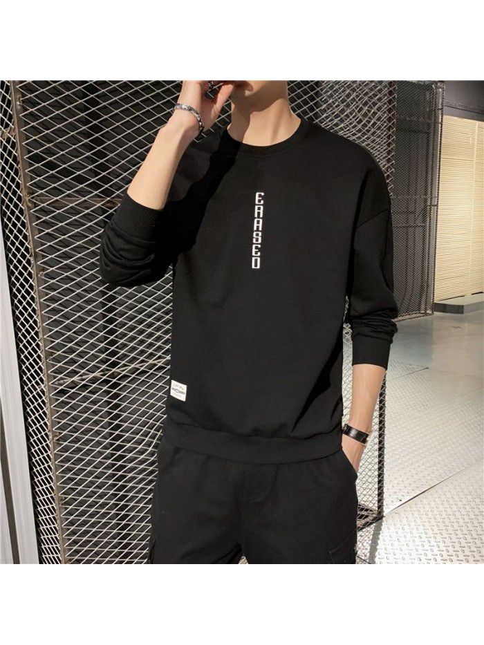 Men's T-shirt, long sleeve round neck, men's wear  new autumn trend, Korean base shirt 