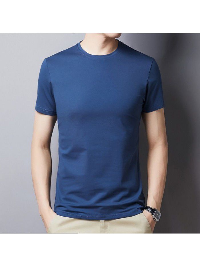 Breathable short sleeve t-shirt men's summer half sleeve round neck casual T-shirt bottom shirt middle aged Dad 
